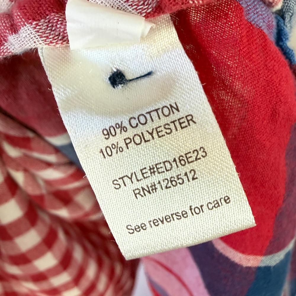 Aratta Silent Journey Button Down Women M Red Gingham Floral Embroidered Back - Picture 16 of 16